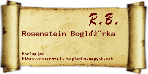 Rosenstein Boglárka névjegykártya